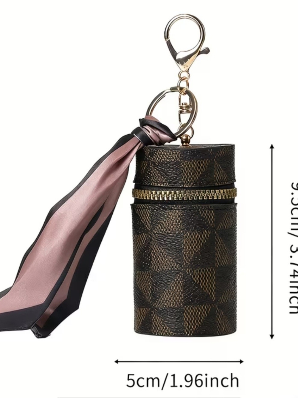 💎 Chic Lipstick Holder Bag Charm/Keychain🔑 with Pink Accent Scarf